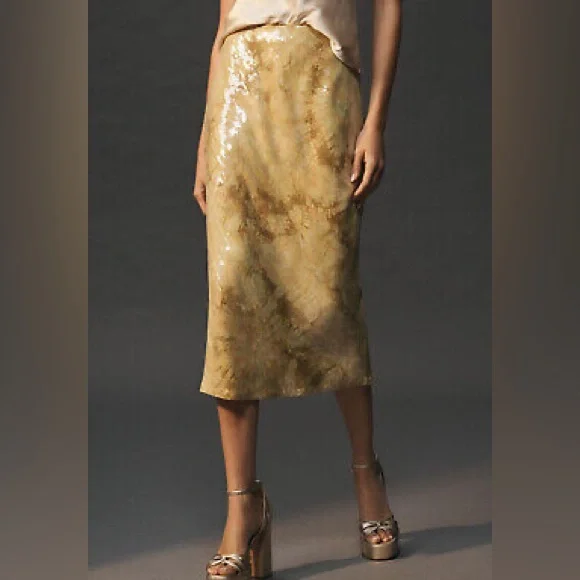 Anthropologie Tilda Sequin Slip Skirt- Large - Picture 1 of 7